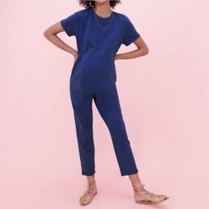 Hatch The‎ Nines Womens Maternity Blue Cotton Jumpsuit Size XXL